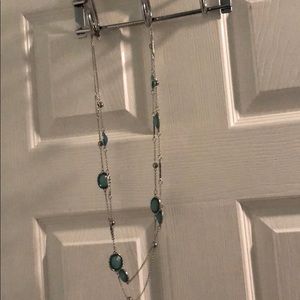 Charming Charlie Silver Necklace with Teal Stones